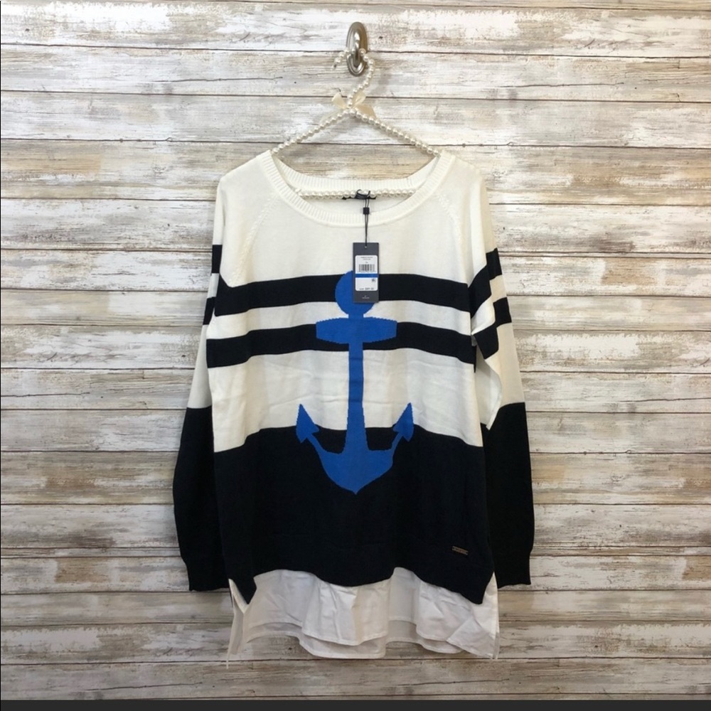 Tommy Hilfiger Blue Anchor Ruffle Top XL… worn once…